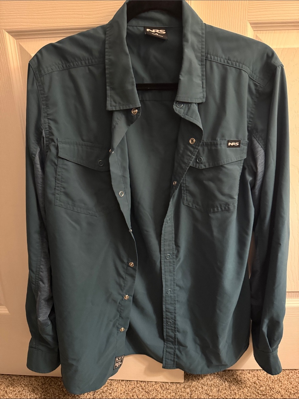 NRS Men's Teal Long-Sleeve Casual Button-Down Shirt